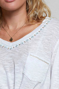 POL Contrast Hand-Stitch V-Neck Lightweight Knit Long Sleeve Top 100100786331083 43 Affordable Fashion Under $100 Jerry's Apparel 