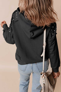 Drawstring Studded Long Sleeve Hoodie 100100364052504 59 Affordable Fashion Under $100 Jerry's Apparel 