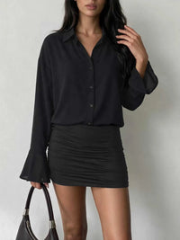 Button Front Flounce Sleeve Bodycon Shirt Dress 101001664786190 49 Affordable Fashion Under $100 Jerry's Apparel 