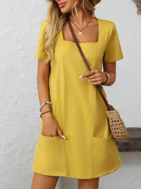 Mandy Square Neck Short Sleeve Mini Dress 100100588511470 24 Affordable Fashion Under $100 Jerry's Apparel 