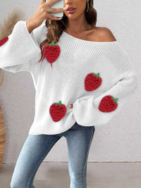 Strawberry Applique Oversized Sweater 101002944514652 38 Affordable Fashion Under $100 Jerry's Apparel 
