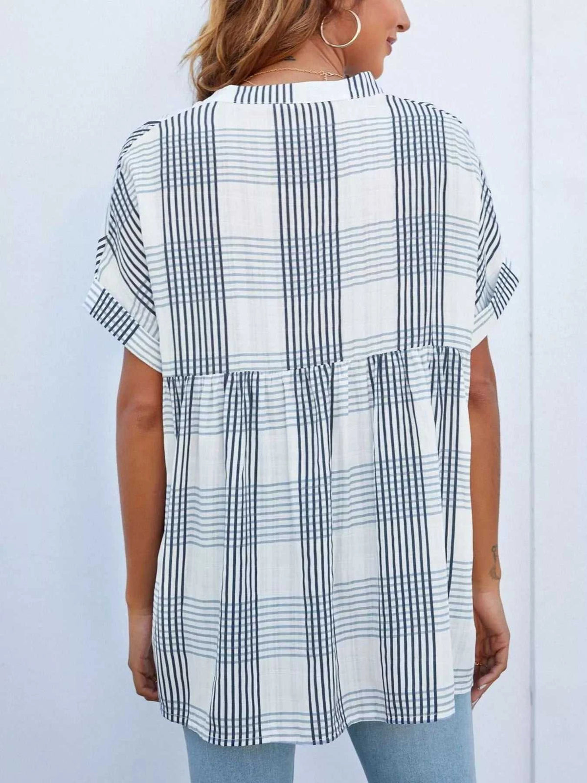 Notched Short Sleeve Blouse 100100089501470 33 Affordable Fashion Under $100 Jerry's Apparel 