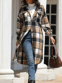 Longline Plaid Button-Up Coat 100100642429775 44 Affordable Fashion Under $100 Jerry's Apparel 