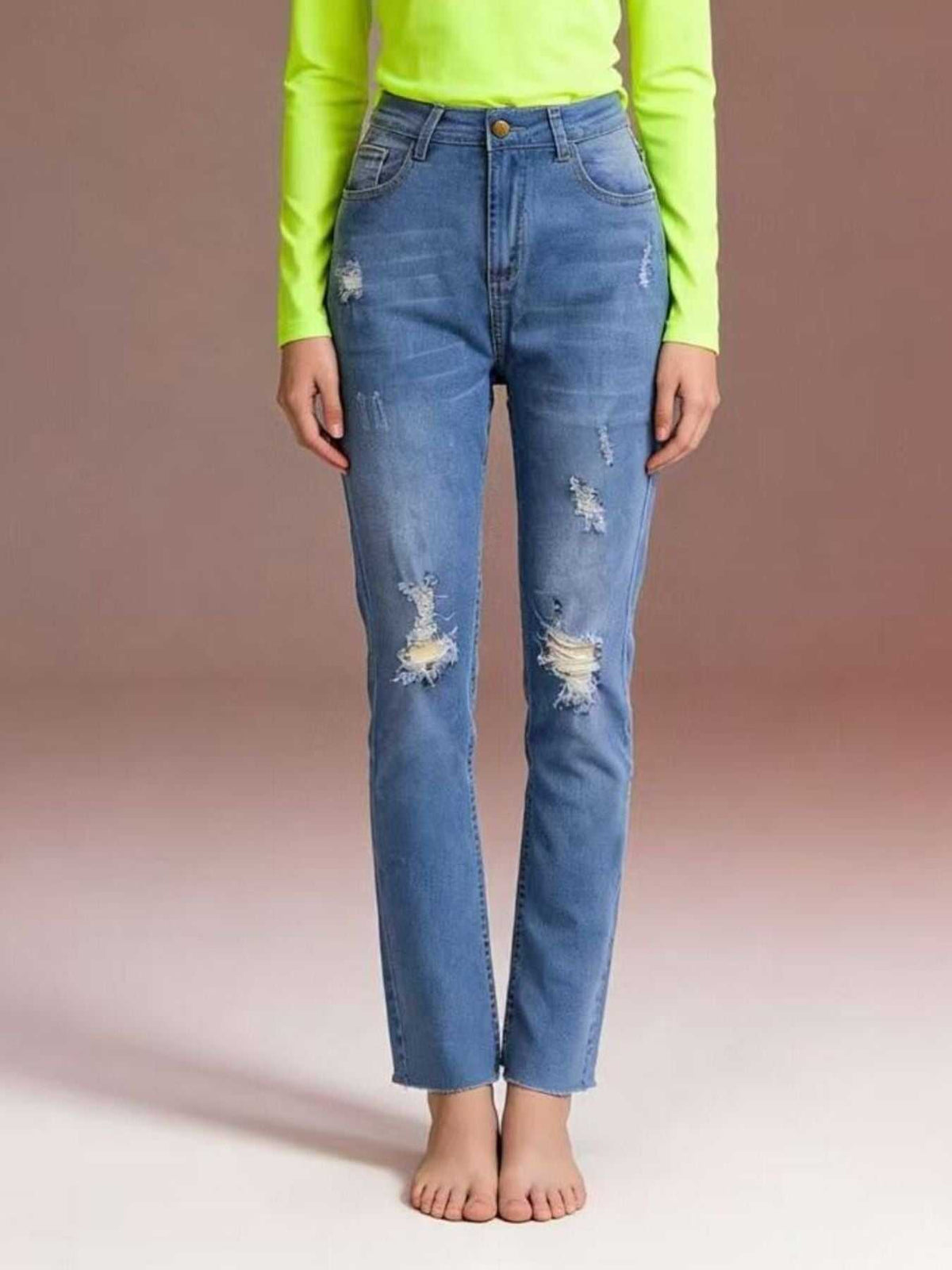 High-Waisted Distressed Jeans 100100550939009 40 Affordable Fashion Under $100 Jerry's Apparel 