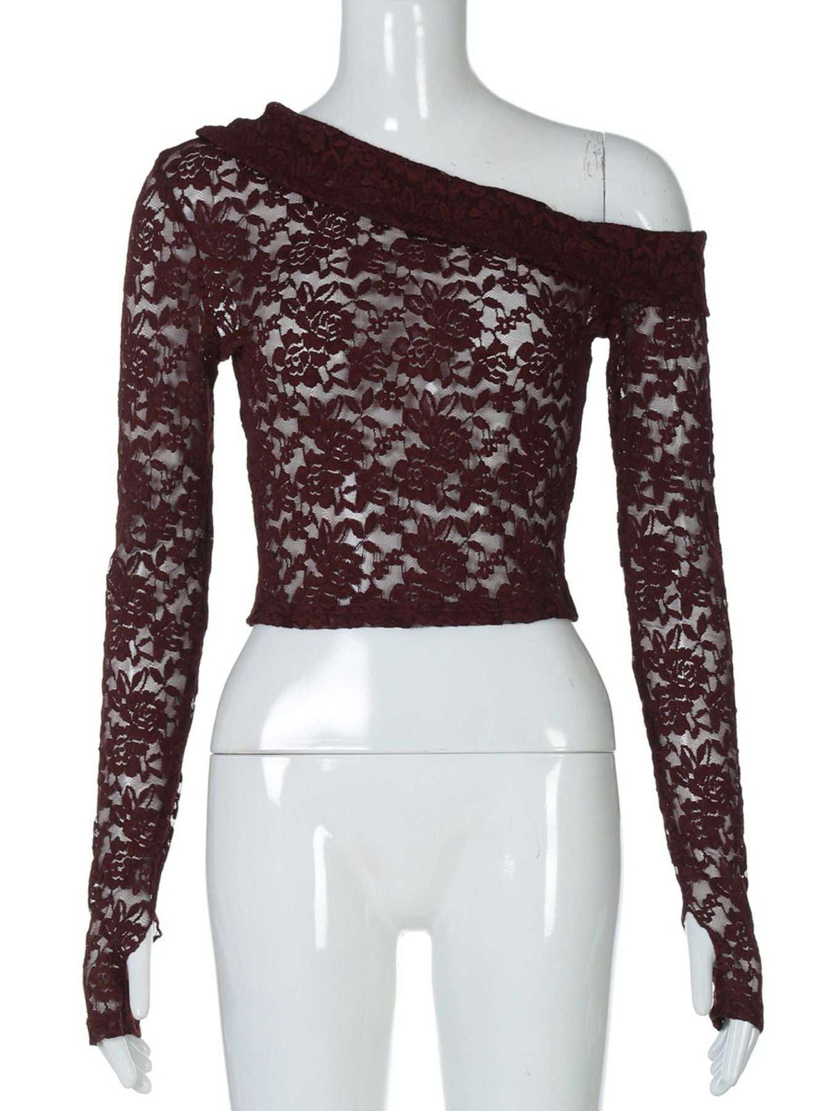 Lace One-Shoulder Long Sleeve Top 100100647257640 26 Affordable Fashion Under $100 Jerry's Apparel 