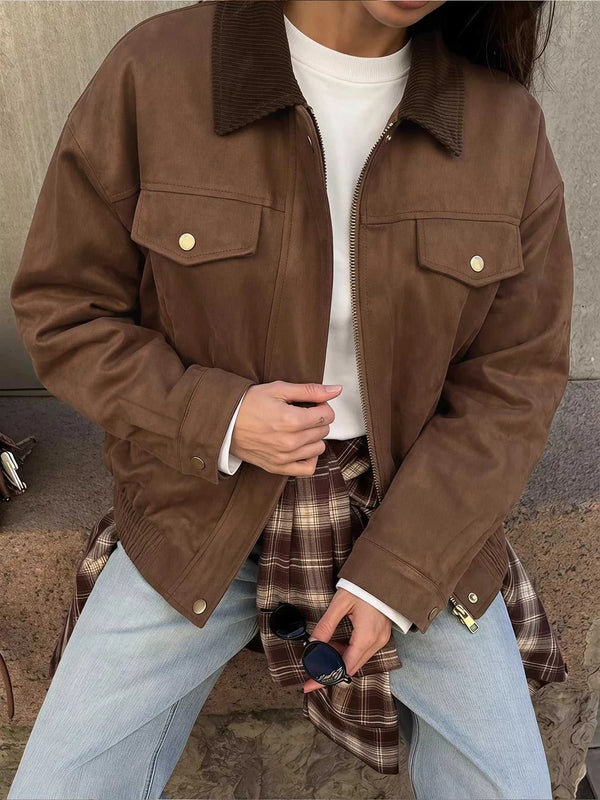 Corduroy Collar Zip-Up Jacket 100100544313647 53 Affordable Fashion Under $100 Jerry's Apparel 