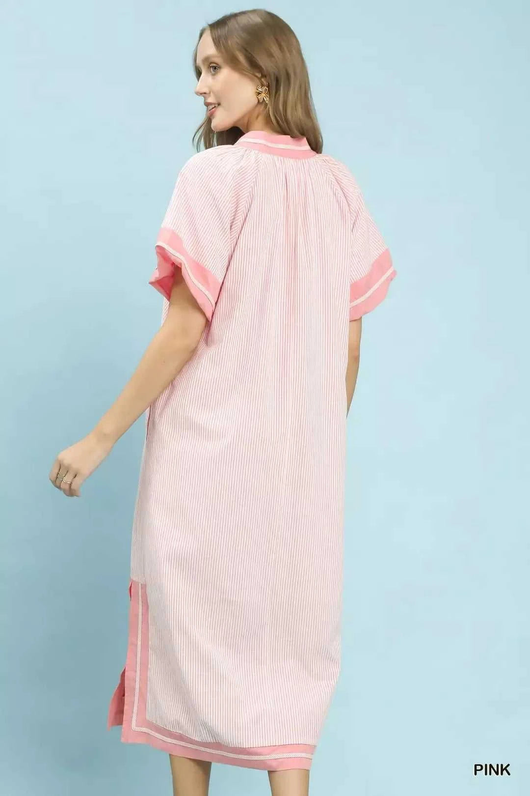 Umgee Pinstripe Contrast Trim Midi Dress 100100135191613 66 Affordable Fashion Under $100 Jerry's Apparel 
