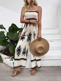 Smocked Printed Wide Leg Jumpsuit 100100237311623 40 Affordable Fashion Under $100 Jerry's Apparel 