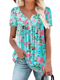 Plus Size Floral Print Short Sleeve T-Shirt 100100354664882 26 Affordable Fashion Under $100 Jerry's Apparel 