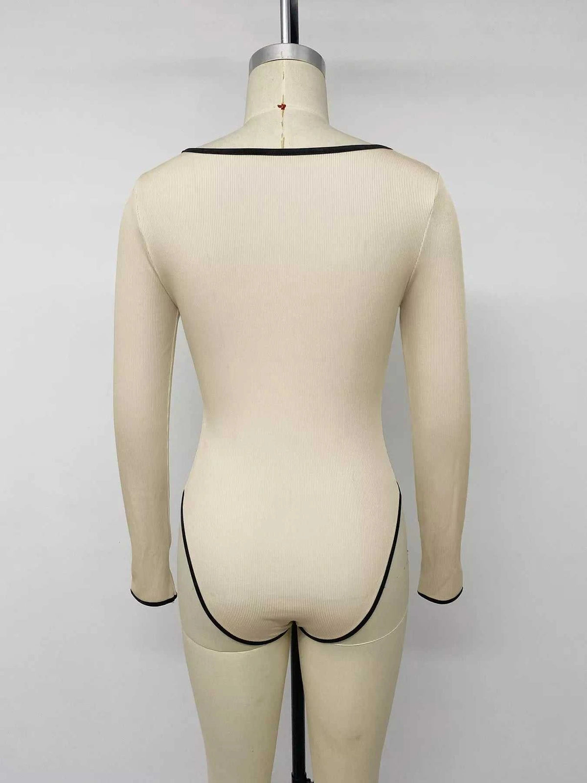 Ribbed Sweetheart Neckline Contrast Trim Long Sleeve Bodysuit 100100113781408 27 Affordable Fashion Under $100 Jerry's Apparel 