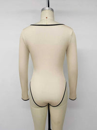 Ribbed Sweetheart Neckline Contrast Trim Long Sleeve Bodysuit 100100113781408 27 Affordable Fashion Under $100 Jerry's Apparel 