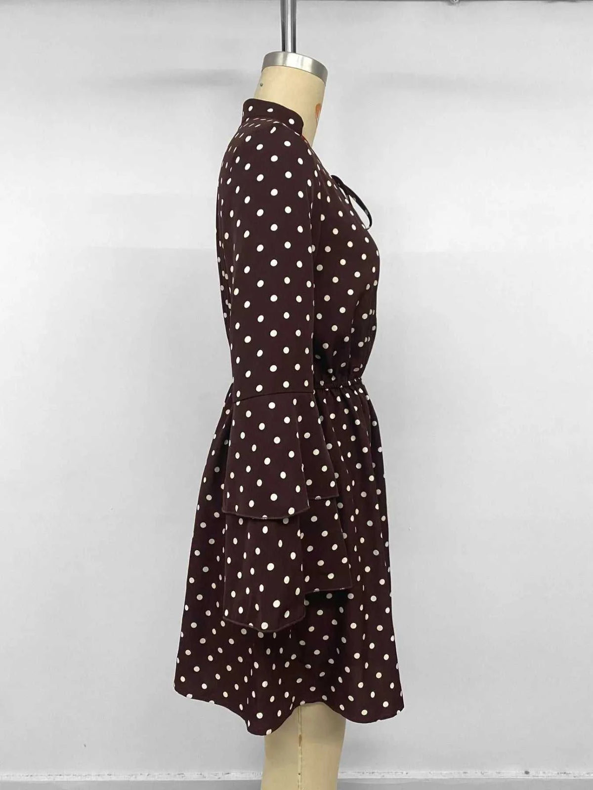 Polka Dot Flare Sleeve Tie Neck Dress 100100463359157 40 Affordable Fashion Under $100 Jerry's Apparel 
