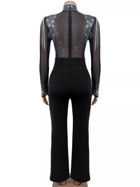 Rhinestone Embellished Mesh Long Sleeve Jumpsuit 101001129967471 84 Affordable Fashion Under $100 Jerry's Apparel 