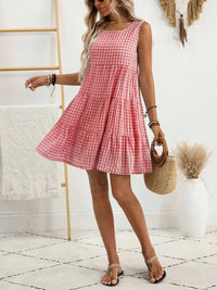 Plaid Round Neck Sleeveless Mini Dress 100100093541083 32 Affordable Fashion Under $100 Jerry's Apparel 