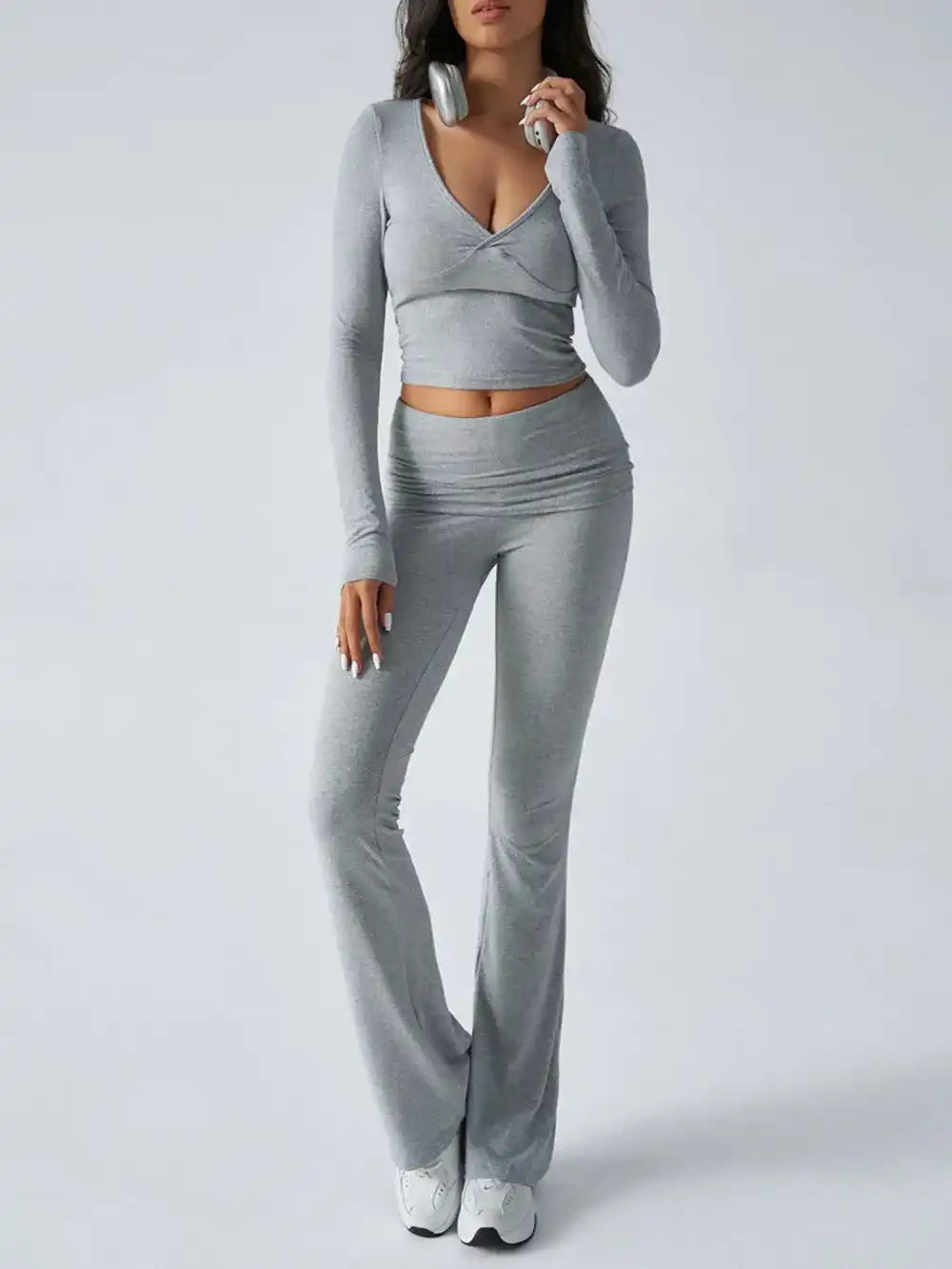 Devine Ruched Long Sleeve Top and Pants Set 100100100351065 35 Affordable Fashion Under $100 Jerry's Apparel 