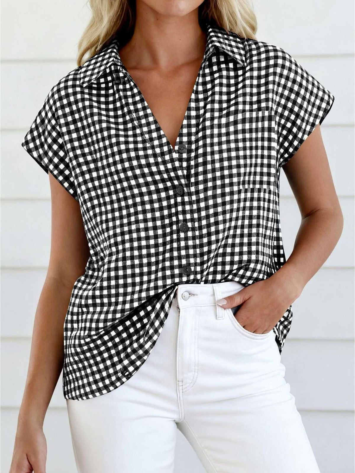 Gingham Print Button-Down Shirt 100100535526342 33 Affordable Fashion Under $100 Jerry's Apparel 