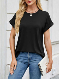 Casual Rolled Sleeve Solid Color T-Shirt 100100517201662 22 Affordable Fashion Under $100 Jerry's Apparel 