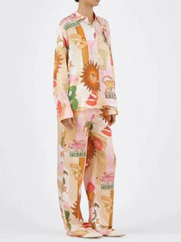 Printed Button Up Top and Pants Set
