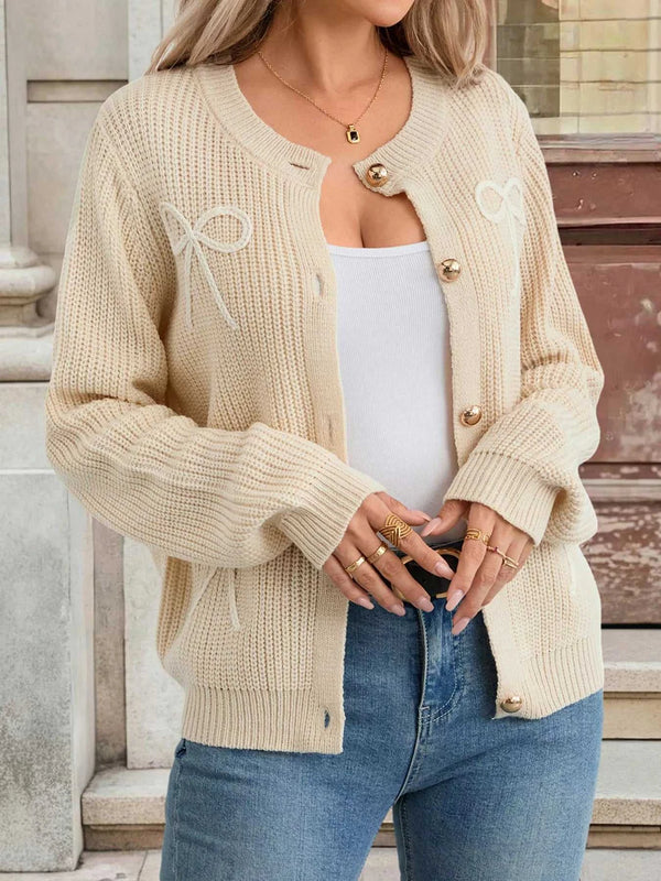 Bow Button Up Long Sleeve Cardigan 100100689629208 66 Affordable Fashion Under $100 Jerry's Apparel 