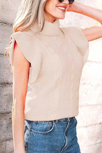 Cable Knit Turtleneck Ruffled Short Sleeve Sweater 101002004961931 44 Affordable Fashion Under $100 Jerry's Apparel 