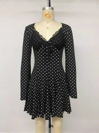Polka Dot Lace Trimmed V-Neck Mini Dress 100100827615923 48 Affordable Fashion Under $100 Jerry's Apparel 
