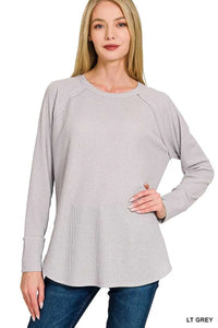 Zenana Baby Waffle Long Sleeve Top 100100667011424 21 Affordable Fashion Under $100 Jerry's Apparel 
