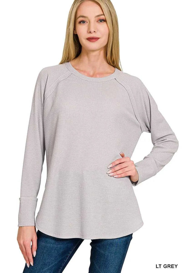 Zenana Baby Waffle Long Sleeve Top 100100667011424 21 Affordable Fashion Under $100 Jerry's Apparel 