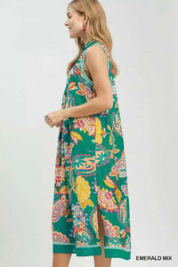 Umgee Paisley Floral Sleeveless Midi Dress 100100180051499 66 Affordable Fashion Under $100 Jerry's Apparel 