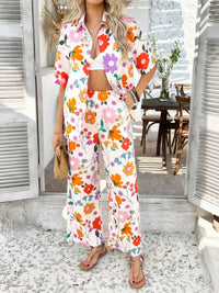 Devine Printed Button Down Shirt and Pants Set 100100774461792 54 Gifts for Her Jerry's Apparel 
