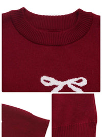 Bow Round Neck Long Sleeve Sweater 100100535010492 44 Affordable Fashion Under $100 Jerry's Apparel 