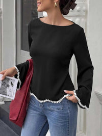 Contrast Trim Flare Sleeve Blouse 100100859093483 30 Affordable Fashion Under $100 Jerry's Apparel 
