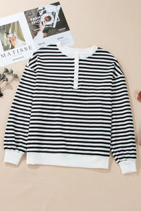 Striped Dropped Shoulder Long Sleeve Sweatshirt