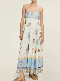Printed Square Neck Maxi Cami Dress