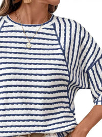 Casual Striped Raglan Sleeve Textured T-Shirt 101001019077269 38 Affordable Fashion Under $100 Jerry's Apparel 