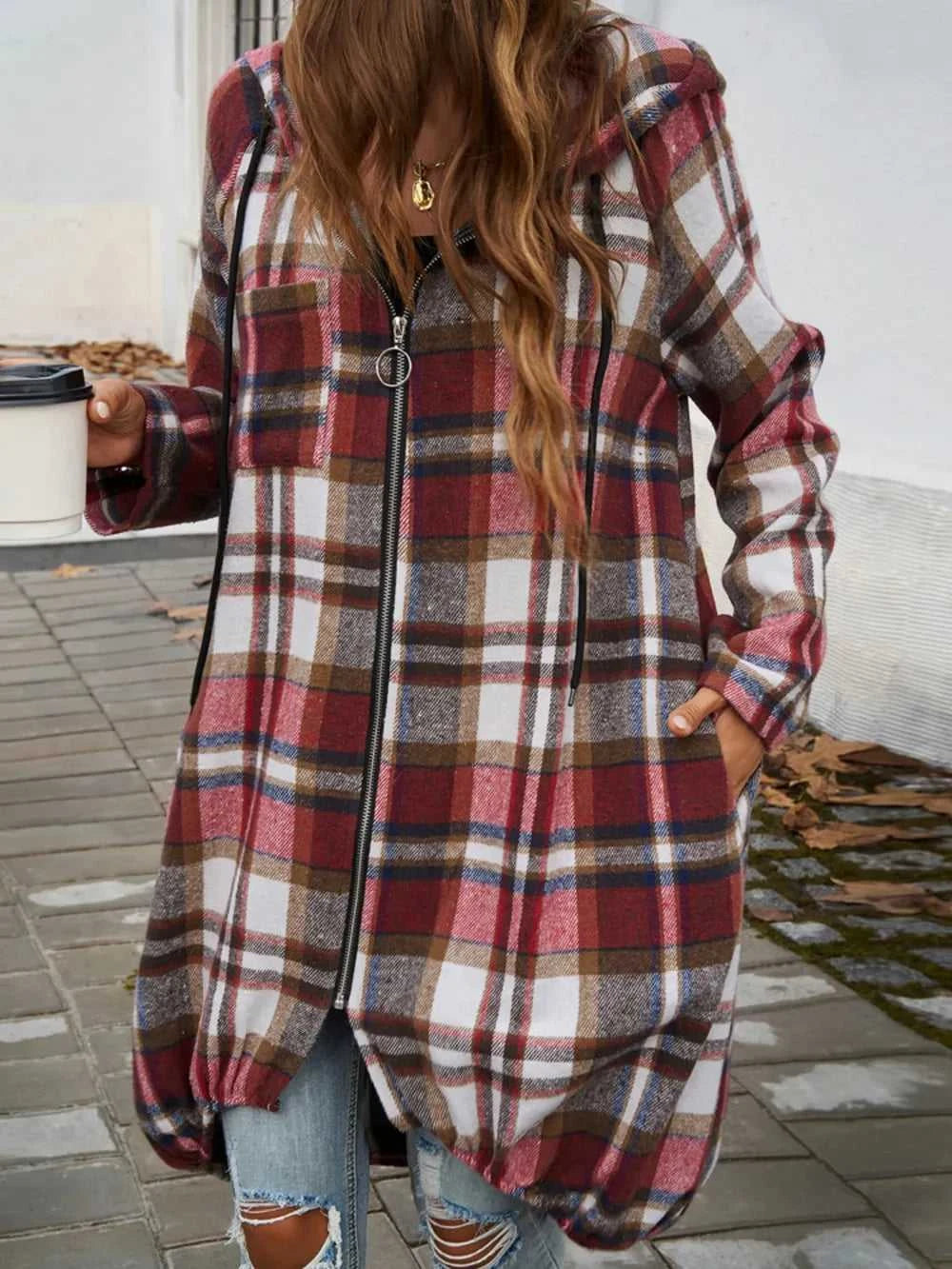 Devine Plaid Zip Up Hooded Coat 100100313261902 47 Affordable Fashion Under $100 Jerry's Apparel 
