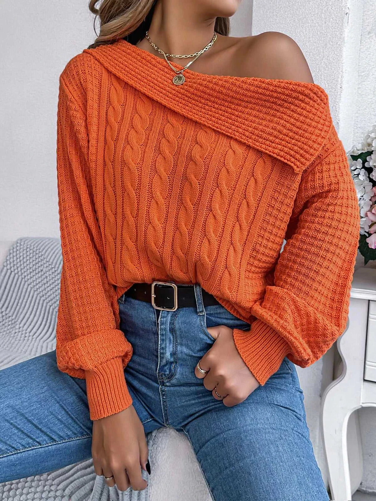 One Shoulder Cable Knit Sweater 101002219934825 38 Affordable Fashion Under $100 Jerry's Apparel 