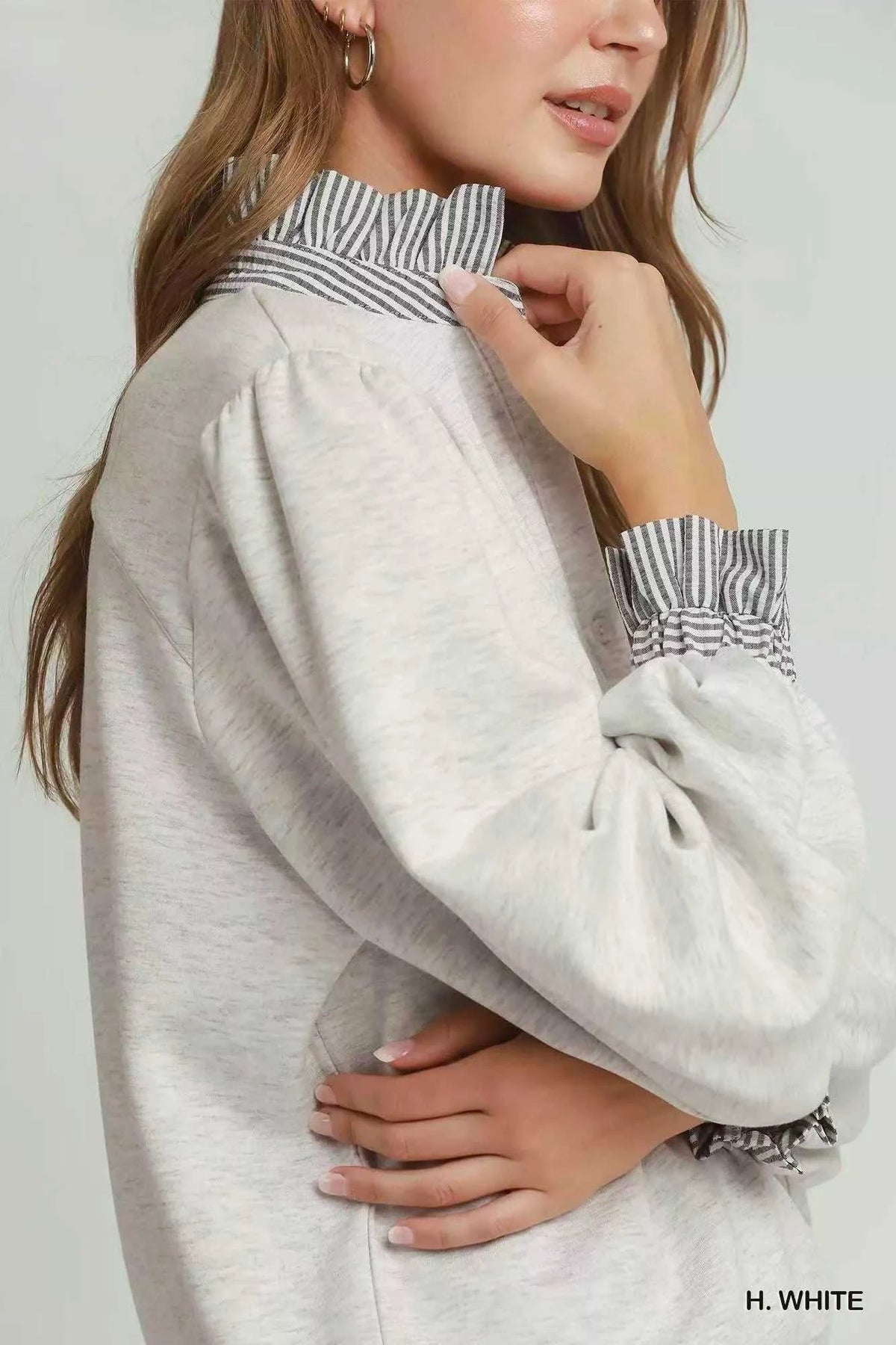 Umgee Stripe Ruffle Neck Long Sleeve Top 100100509861796 49 Affordable Fashion Under $100 Jerry's Apparel 