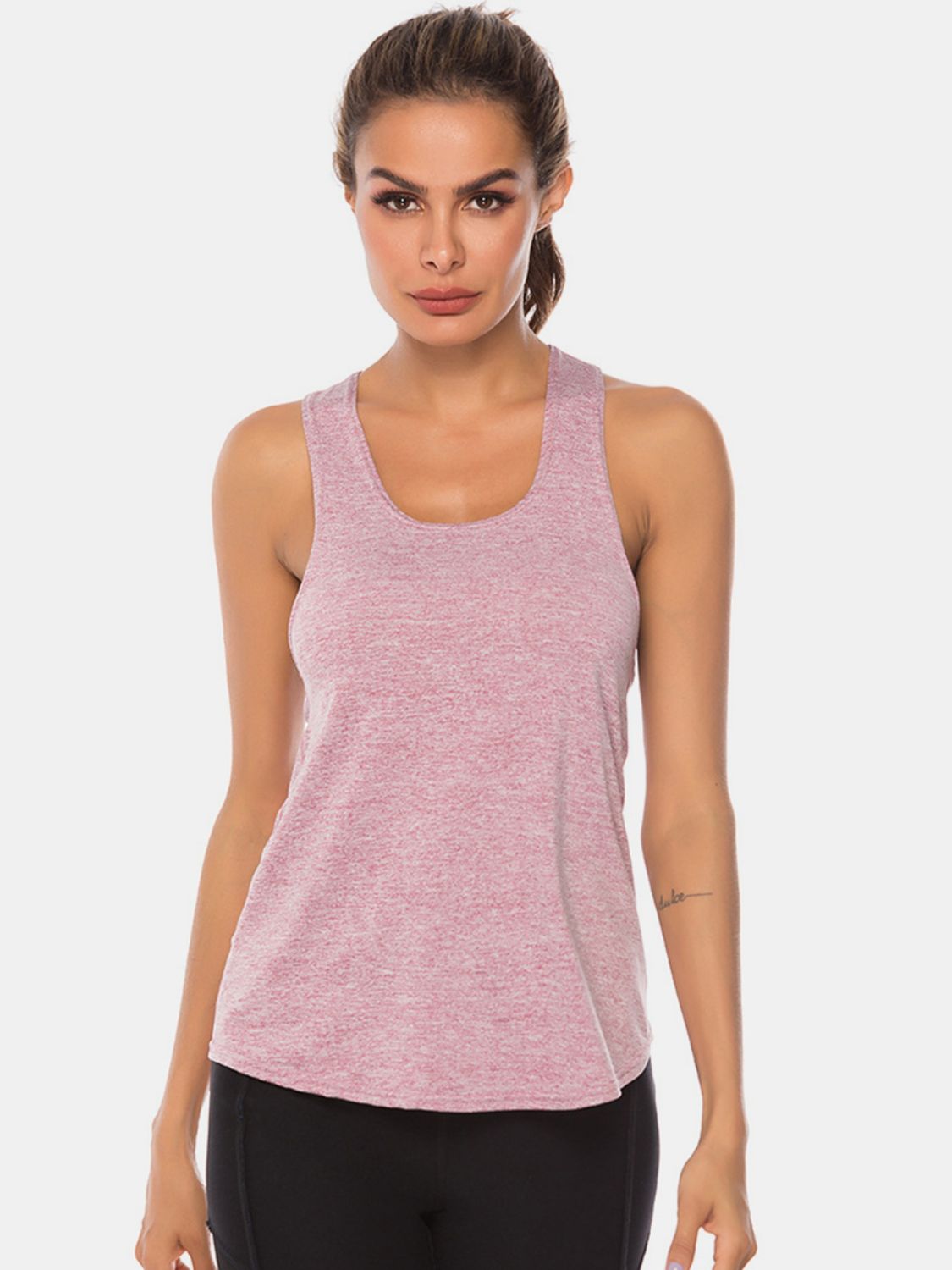 Full Size Scoop Neck Wide Strap Active Tank