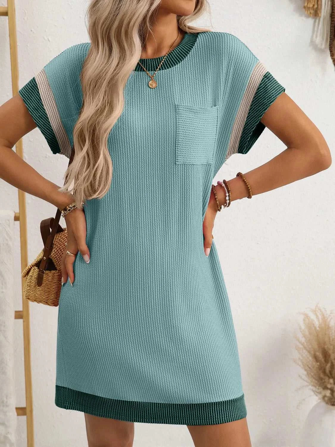 Round Neck Short Sleeve Mini Dress 100100619871757 33 Affordable Fashion Under $100 Jerry's Apparel 
