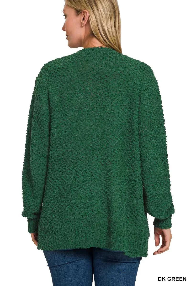 Zenana Long Sleeve Popcorn Sweater Cardigan with Pockets 100100999411302 35 Affordable Fashion Under $100 Jerry's Apparel 