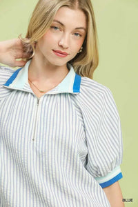 Umgee Botanical Print Puff Short Sleeve Blouse 100100515521814 55 Affordable Fashion Under $100 Jerry's Apparel 