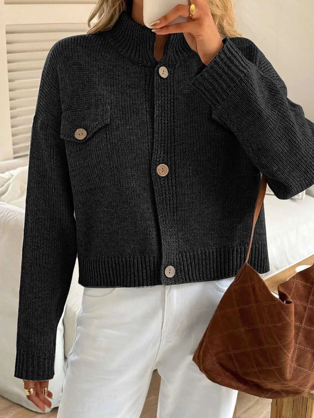 Button-Down Knit Cardigan 100100480919271 60 Affordable Fashion Under $100 Jerry's Apparel 
