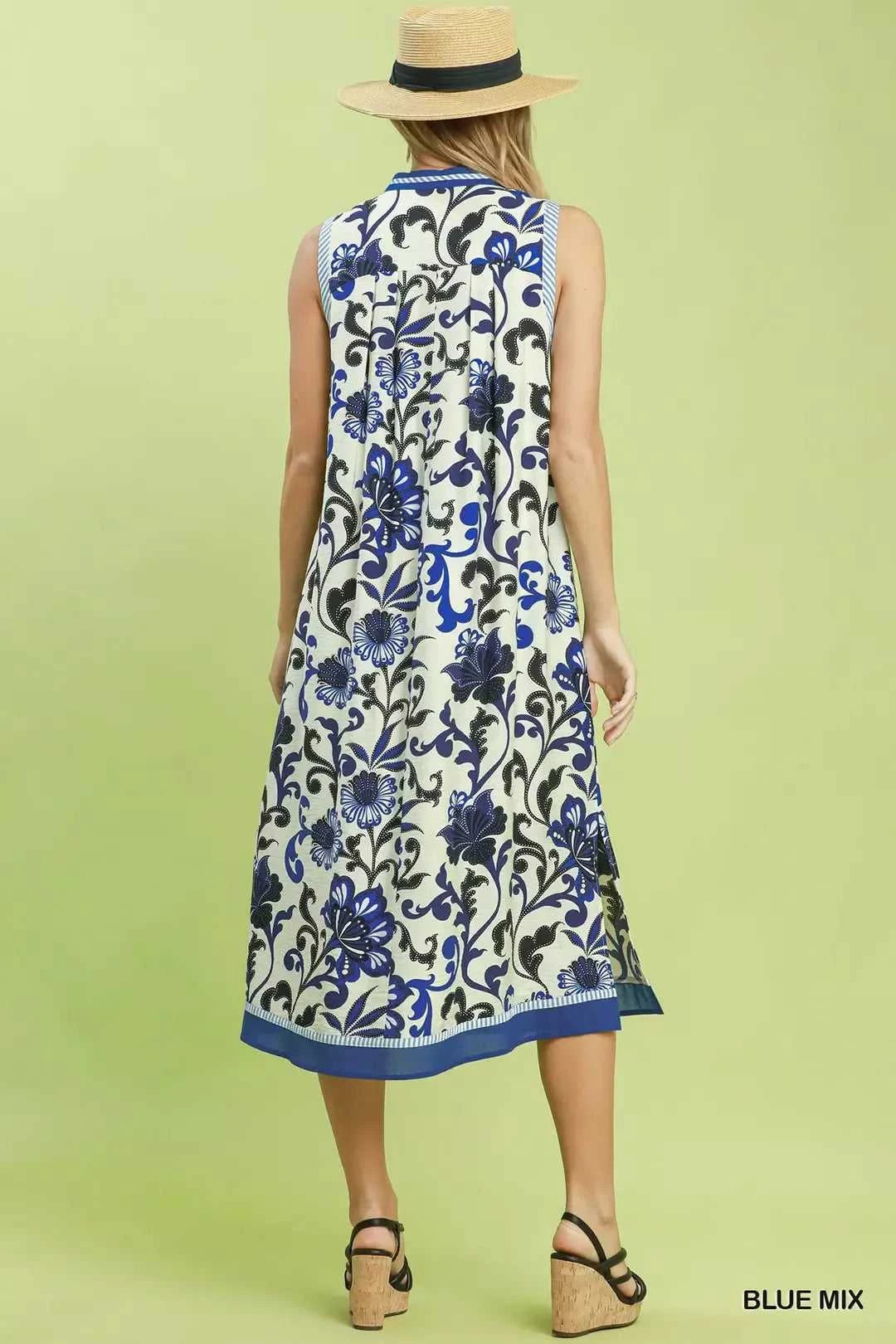 Umgee Floral Scroll Sleeveless Midi Dress 100100422561299 64 Affordable Fashion Under $100 Jerry's Apparel 