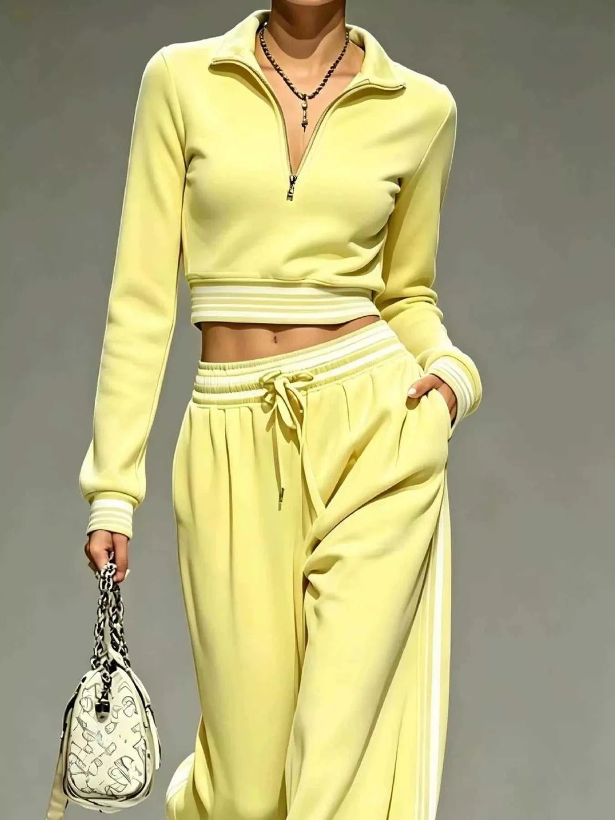 Full Size Half Zip Cropped Top and Pants Set Plus Size 101001454069686 52 Affordable Fashion Under $100 Jerry's Apparel 