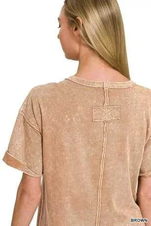 Zenana Halo Snow Washed Exposed Seam Top & Shorts Set 100100336301961 45 Affordable Fashion Under $100 Jerry's Apparel 