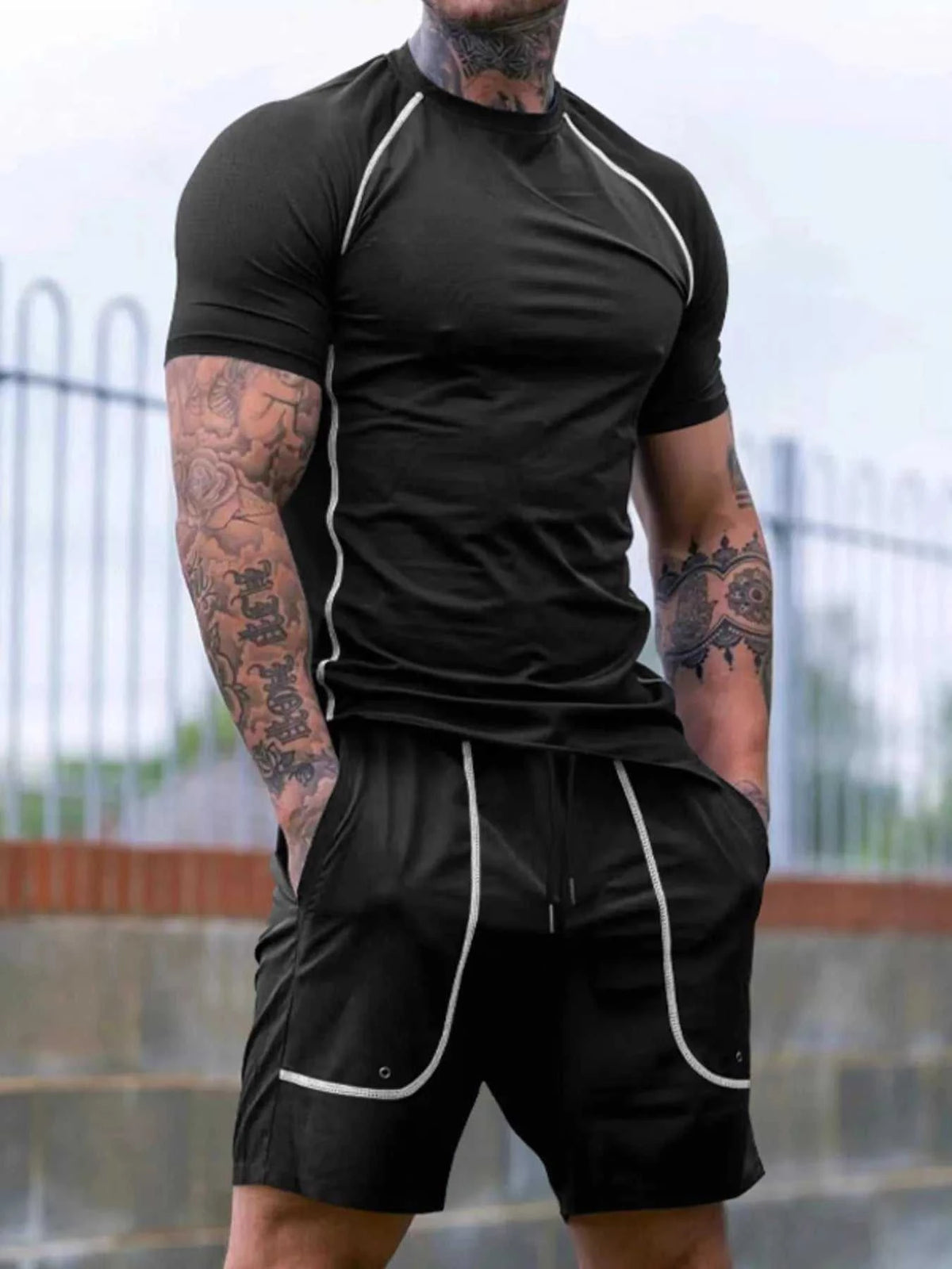 Men's Full Size Casual Short Sleeve T-Shirt and Shorts Set Plus Size 100400699145401 35 Affordable Fashion Under $100 Jerry's Apparel 