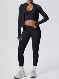 Tank & Zip-Up Jacket and Leggings Three-Piece Active Set 101006896695096 129 Comfortable Weekend Sets Jerry's Apparel 