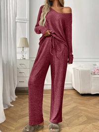 Ribbed Long Sleeve Top and Pants Lounge Set 100100460626810 43 Affordable Fashion Under $100 Jerry's Apparel 