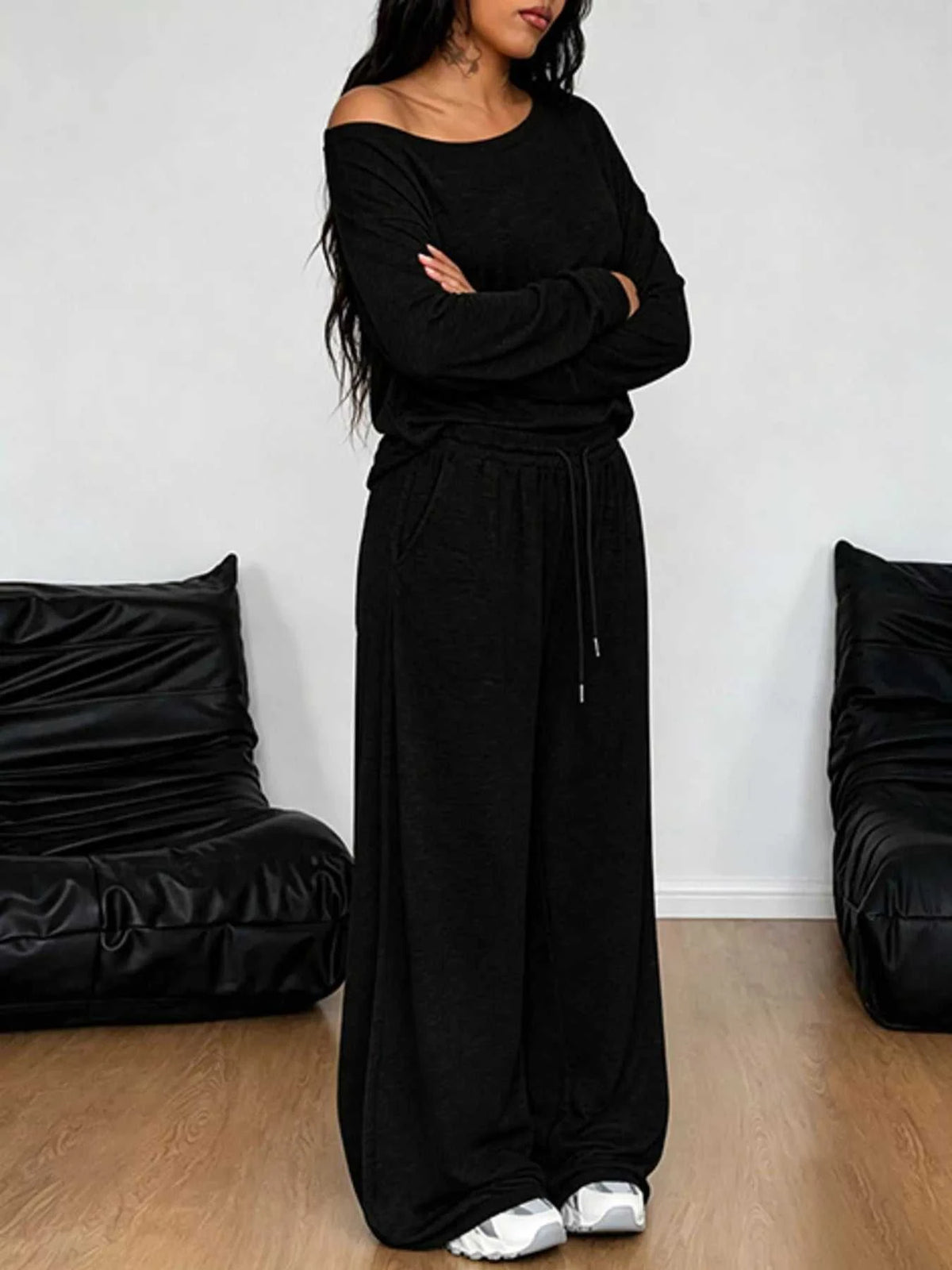 Full Size One-Shoulder Top and Drawstring Pants Set Plus Size 100100885816388 29 Affordable Fashion Under $100 Jerry's Apparel 