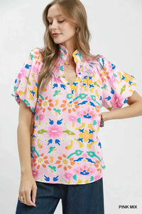 Umgee Folk Art Print Top with Smocked Detail 100100158761724 51 Affordable Fashion Under $100 Jerry's Apparel 